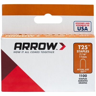 Grapas de alambre Arrow T25 18 Ga. Corona redonda 1/4x7/16 pulgadas 10x5