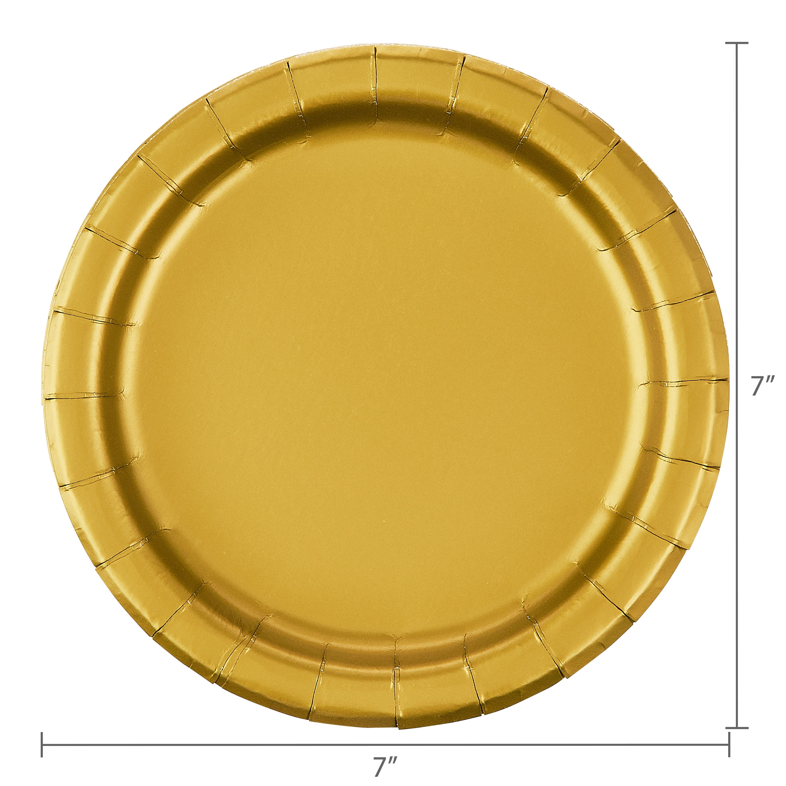 (6 pack) Disposable Paper Plates, 7", Gold, 24 Count, by Way To Celebrate
