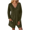 thumbnail image 2 of aidice Combinaisons pour Femmes Manches Longues Col en V Shorts Lin Coton avec Poches Printemps Été Combinaison Légère Décontractée, 2 of 6
