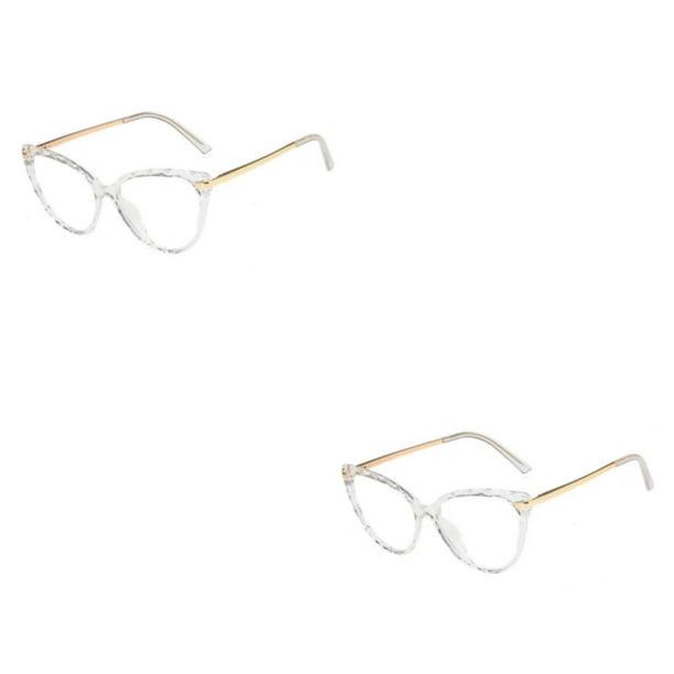 Guardurnaity 1 par de gafas de Metal para mujer, reemplazo Triangular Universal HD inastillable, gafas decorativas, adorno para gafas Blanco 2piezas