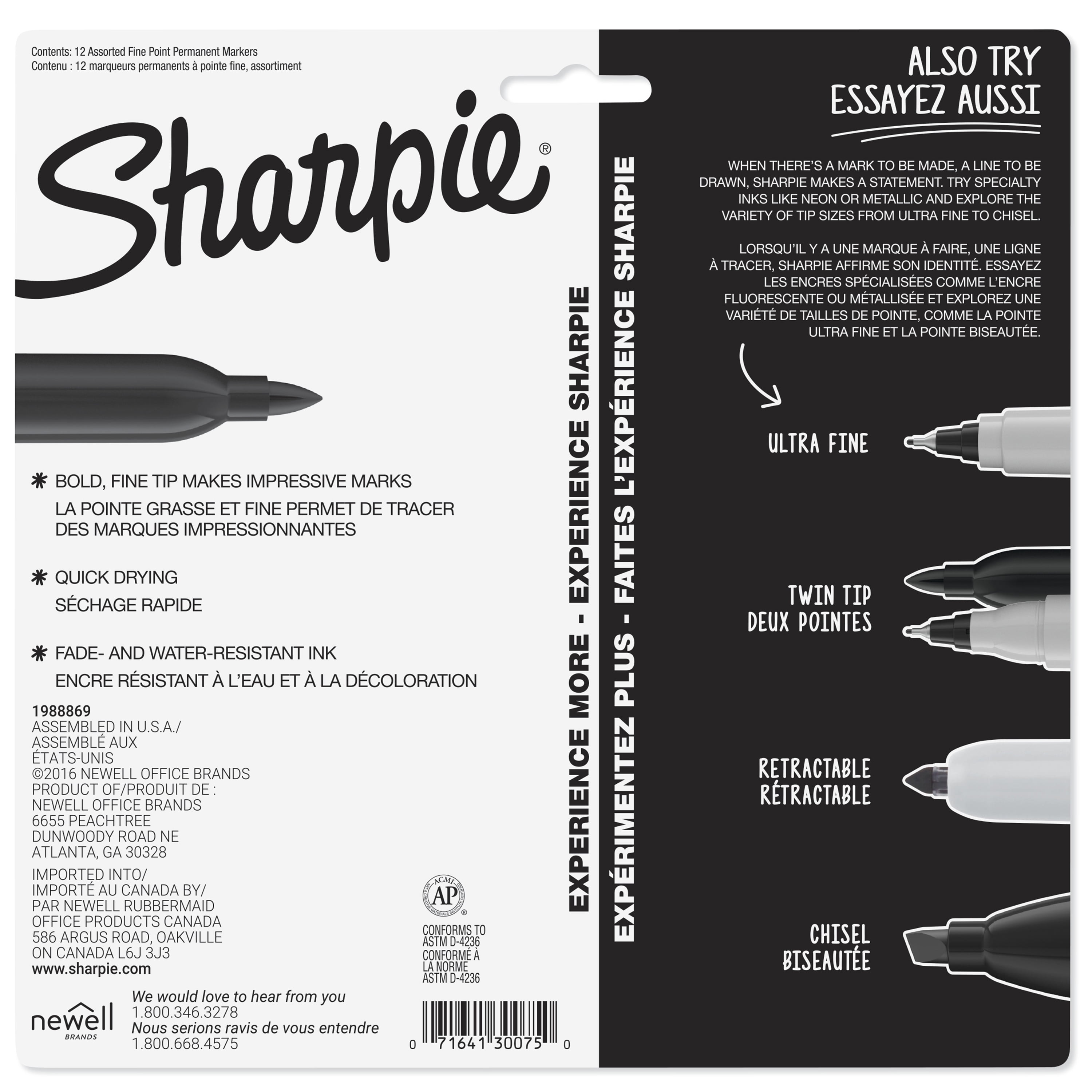 5 Pack Sharpie Fine Tip Permanent MARKERS Black Black Blue Red Green Bright  Colors Colored Magic Markers 30653 
