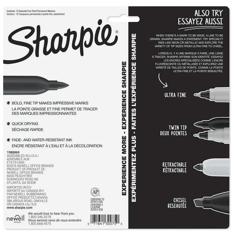 Sharpie Permanent Marker Assorted Colors 12ct 2 Bonus Pens 1862778