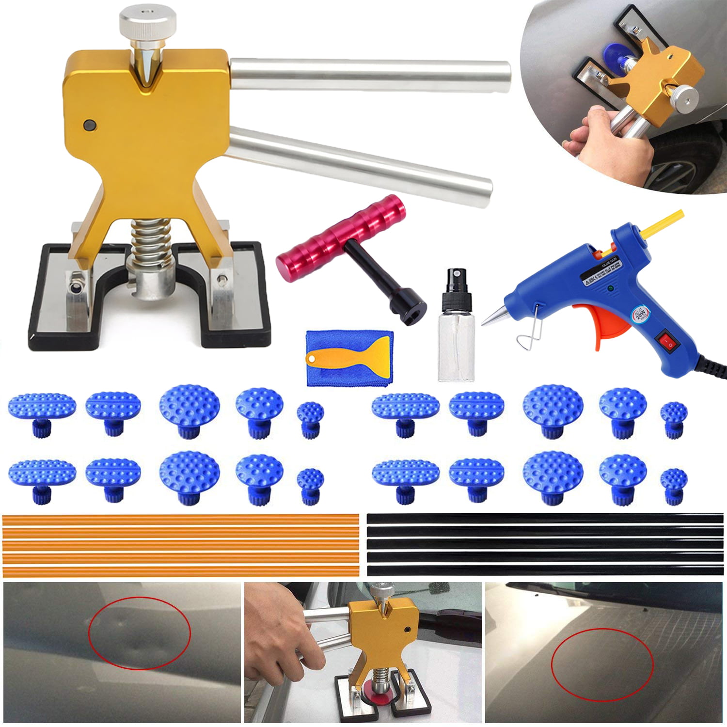 Professional PDR Paintless Car Damage Dent Repair Puller Lifter Line Board Tools 
