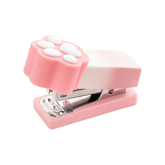 HengDidi Cat Paw Shaped Gradient Mini Stapler with 400 Staples, Cute Desktop Office Tool for Easy Binding, Portable Plastic Staple for Home or Work Use
