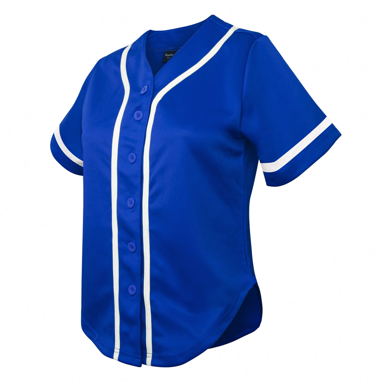 TOPTIE Women's Baseball Jersey Hip Hop Hipster Button Down Baseball T-Shirt-Blue White-M