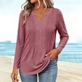 thumbnail image 5 of SETOOFF Womens V Neck Henley Pleated Pullover Long Sleeve Shirts Loose Fit Lightweight Tunic Blouses for Women Dressy Casual Work Business Casual Dailywear Fashion, 5 of 7