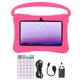thumbnail image 1 of Tablet para niños de 7 pulgadas, 1 GB de RAM, 16 GB de ROM, cuatro núcleos, 2500 mAh, pantalla HD, tableta para Android 10, 110 V － 240 V, enchufe rosa de Reino Unido, 1 of 10