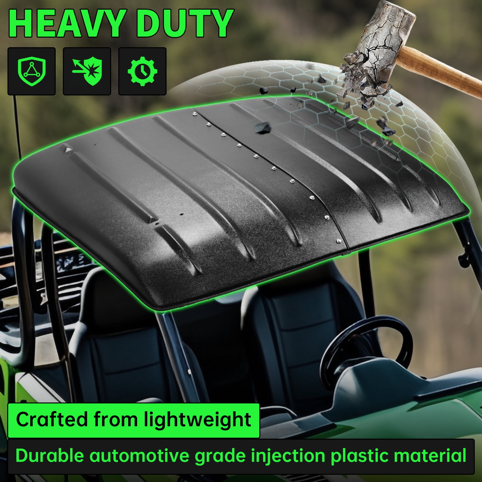 Kojem Hard Roof Top Fit for 2005-2023 Kawasaki Mule 600 610 SX 4X4 UTV Black Plastic KAF600-005B
