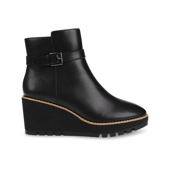 Anne Klein Womens PAMELA Faux Leather Studded Ankle Boots Black 7.5 Medium (B,M)