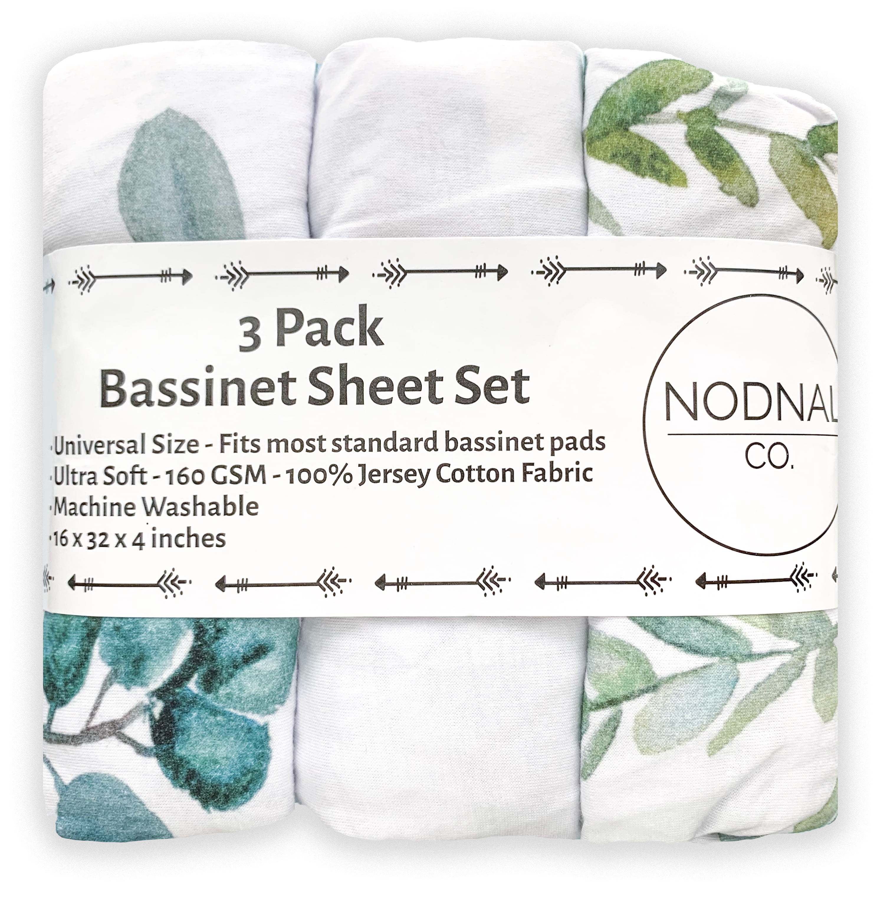 Bassinet Fitted Sheet Eucalyptus Flowers 100% Cotton  FITS STANDARD BASSINET 