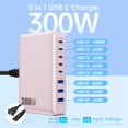 thumbnail image 2 of Cargador USB C AIWKV 300 W GaN III Hub de carga rápida de 8 puertos, 2 of 7