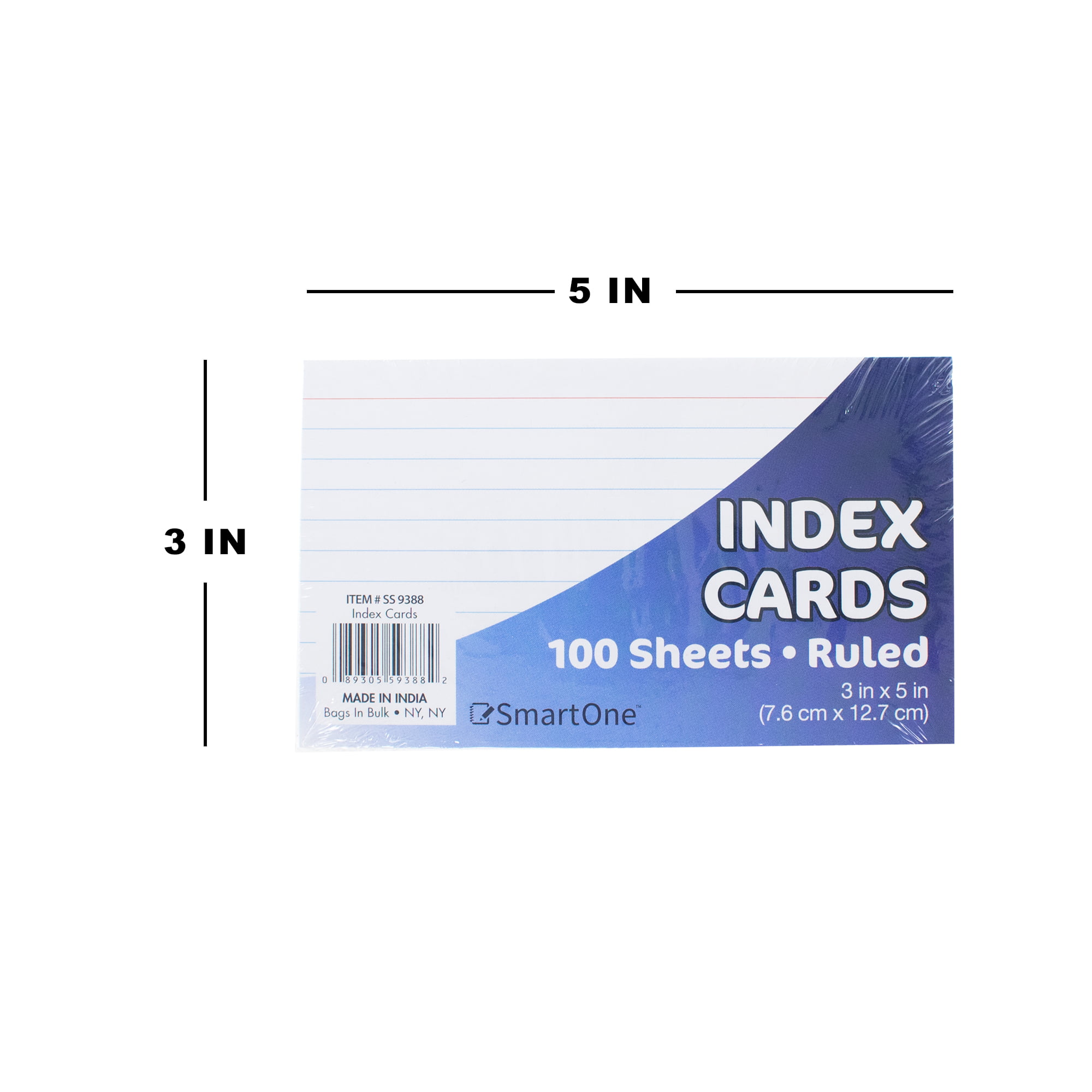 Heavyweight 250 GSM Cardstock 3 x 5" White Ruled Vertical Index Note Cards 