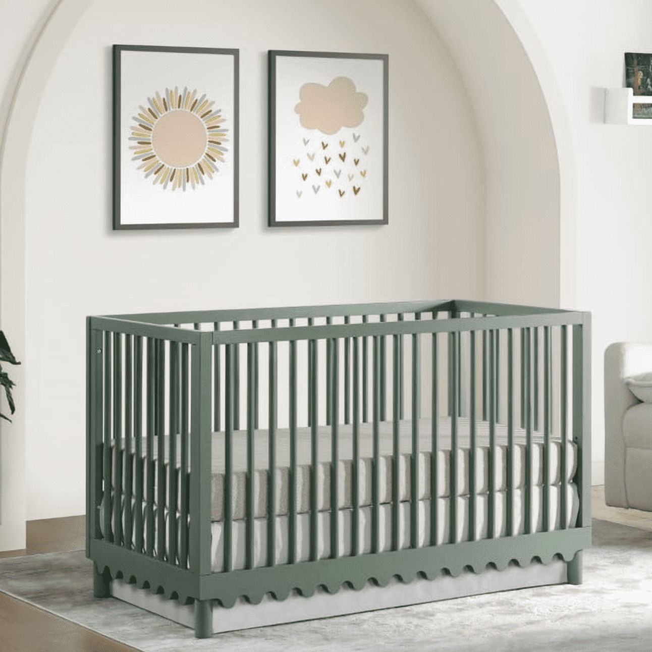 Oxford Baby Sterling Convertible Island Crib Olive Green