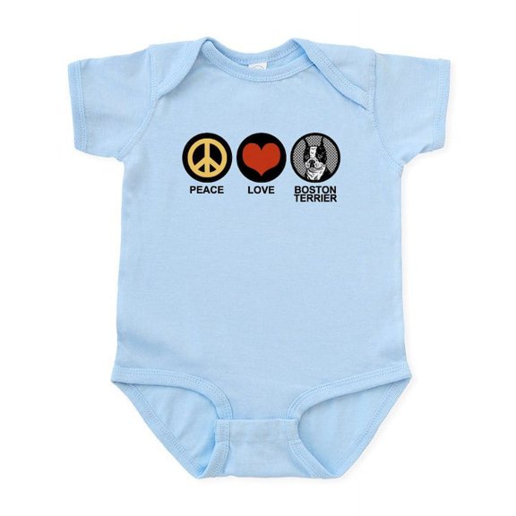CafePress - Peace Love Boston Terrier Infant Bodysuit - Baby Light Bodysuit, Size Newborn - 24 Months