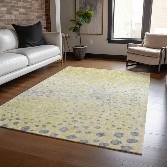 Addison Rugs Chantille Indoor/Outdoor Transitional Dots Gold Washable Rectangle Rug, 10' x 14'