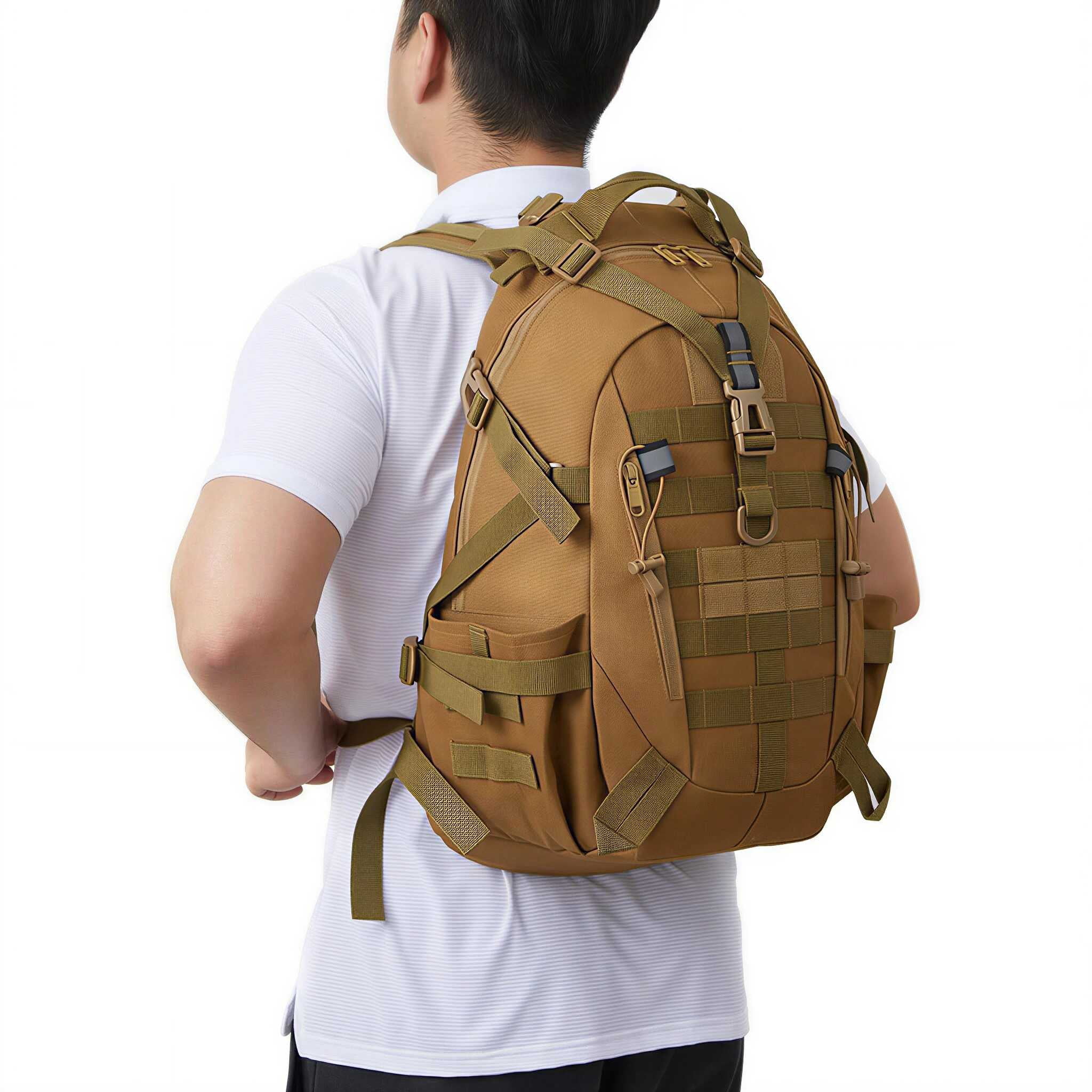 QT&QY 35L Molle Hiking Daypack Water Resistant Outdoor Camping Travel Work Backpack for Men Women