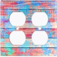 thumbnail image 3 of Metal Light Switch Plate Outlet Cover (Image of Blue Misted Brown Wooden Fence FEN010), 3 of 13