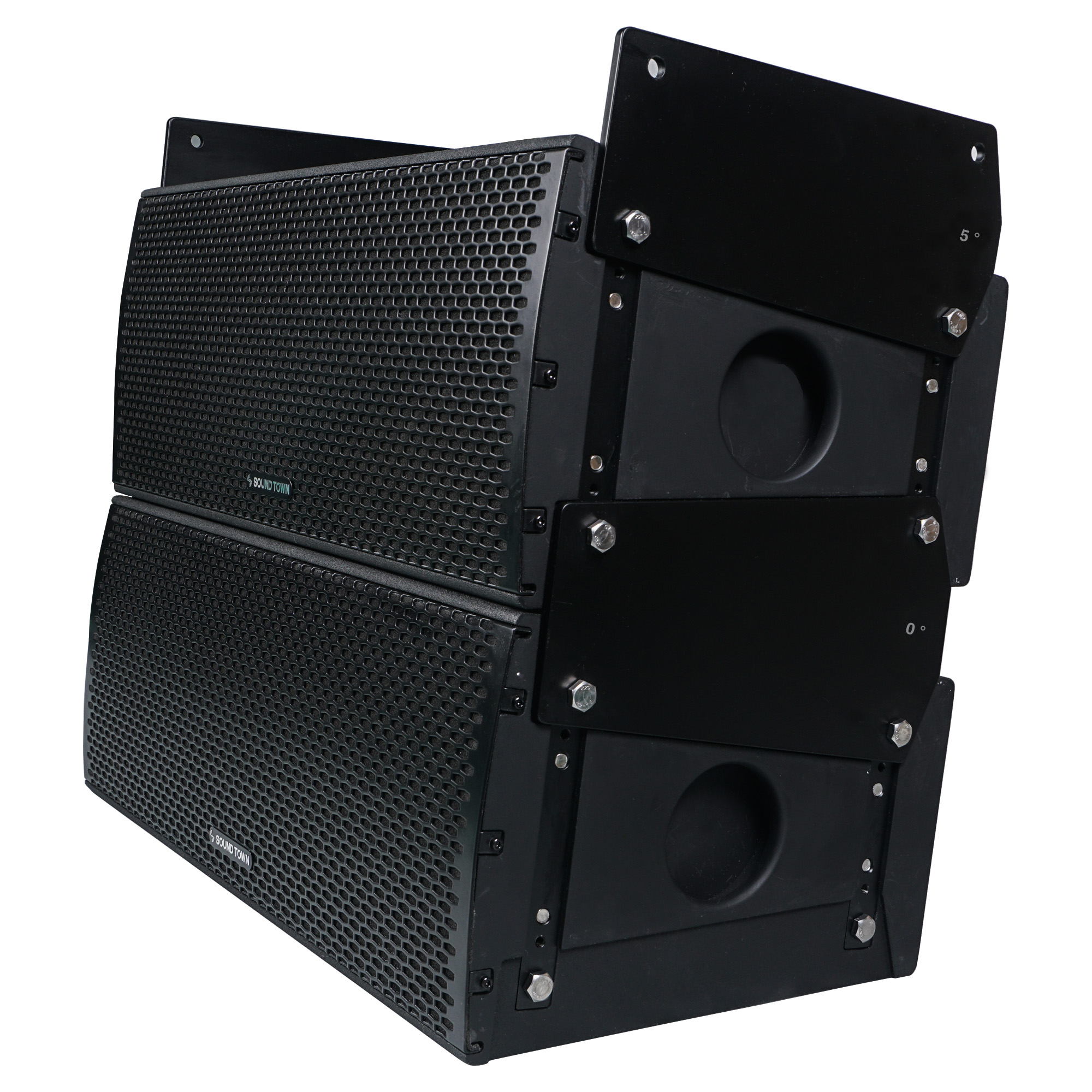 Sound Town All-Weather Line Array System with 15-inch Water-Resistant Line Array Subwoofer, Four Compact Dual 8-inch Line Array PA Speakers, Full Range/Bi-amp Switchable, Black (ZETHUS-IP115S208X4) - image 3 of 8
