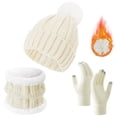thumbnail image 2 of Landzoo Womens Winter Hat Scarf Glove Set Lined Knit Hat Warm Long Scarf Winter 3 PC Set Lightweight Fashionable Adult Scarf Hat Glove Set, 2 of 6