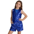 thumbnail image 4 of Little Boys' 2 Piece Outfits Sleeveless Solid Color Sequin Sparkly Vest Jazz Dance Performance And Pants Summer Outfit Set for Boys Size 8-9T, 4 of 6