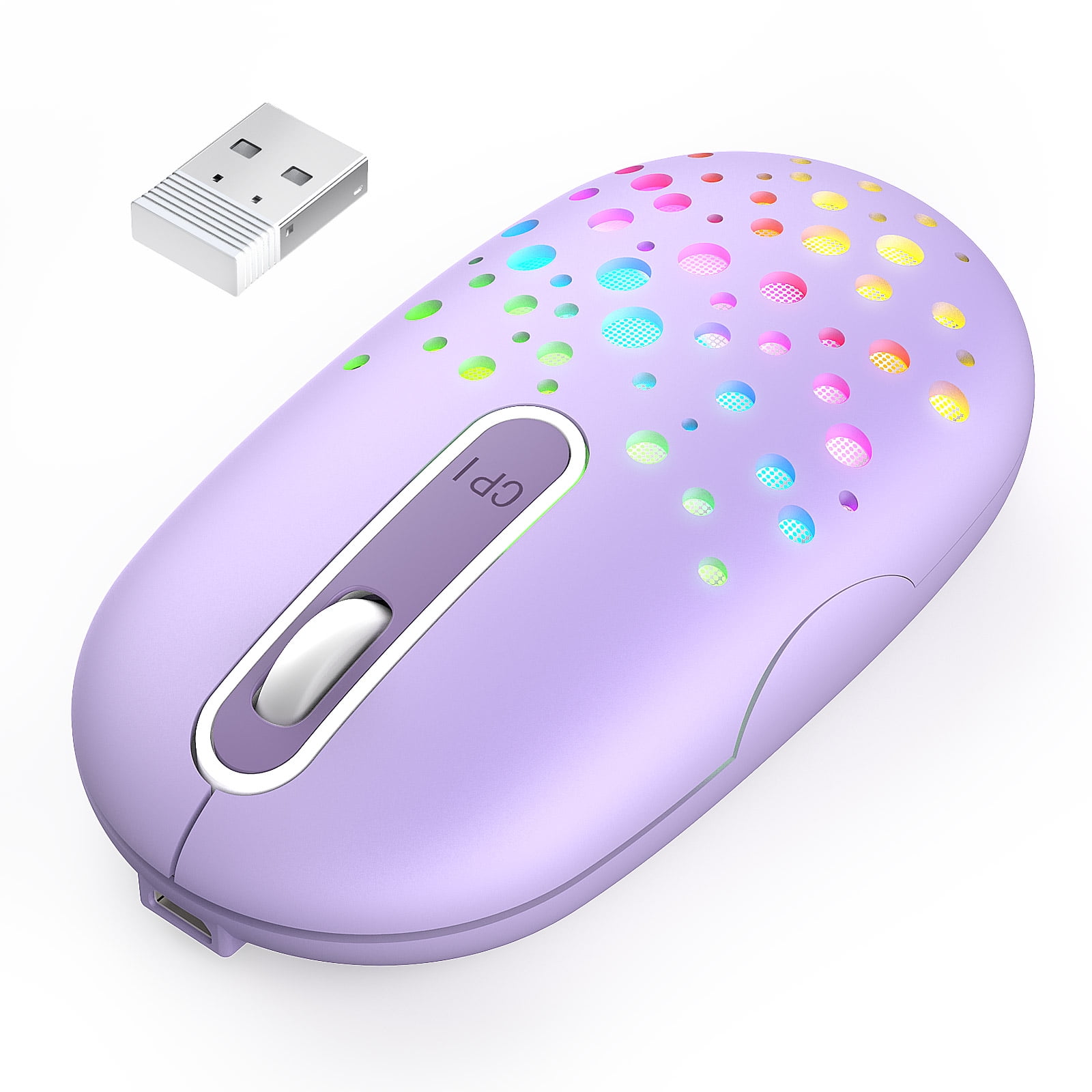 Wireless Mouse Jelly Comb LED Color Changing Mouse Rechargeable Slim 
