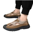 thumbnail image 4 of Men's Athletic Sandals Open Toe Hiking Outdoor Fashion Casual Spring And Summer Hollow Mesh Breathable Soft Sole Soft Leather Toe Slip-On Outdoor Sandals, 4 of 8