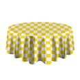 thumbnail image 5 of Yellow and White Checkered Pattern Round Tablecloth 60"x60",Wrinkle Wipeable Table Cloth for Kitchen Dining Room Picnic Patio Party, 5 of 6