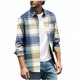 thumbnail image 2 of Blusa y camisa de manga larga con cuello vuelto para hombre, informal, a la moda, con botones, estampado a cuadros, blusa elástica de manga larga con cuello vuelto, blusa de poliéster para hombre, 2 of 5
