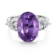 thumbnail image 2 of Gem Stone King 925 Sterling Silver Purple Amethyst and Lab Grown Diamond Engagement Ring for Women | 8.04 Cttw | Oval 14X10MM | Gemstone February Birthstone | Size 8, 2 of 3