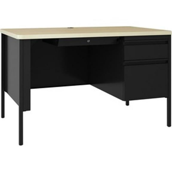 Lorell Desk, Right-Pedestal, Steel, 66"x30"x29-1/2" , Maple/Black (LLR66906)