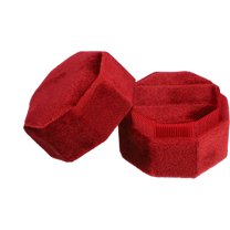 Unique Bargains Velvet Ring Box 2 Slots Double Ring Display Holder for Wedding Ceremony Proposal Red