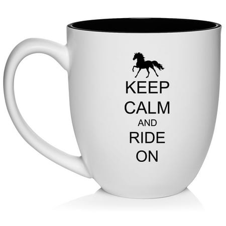 

Keep Calm and Ride On Horse Ceramic Coffee Mug Tea Cup Gift for Her Him Friend Coworker Wife Husband (16oz White)