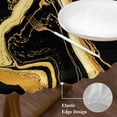 thumbnail image 3 of Black Gold Marble Round Tablecloth, Fitted Table Cover with Elastic for 45"-54" Round Tables, Modern Geometric Textured Table Cloth Outdoor Indoor Dinning Party Waterproof Tablecloths, 3 of 7