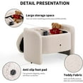 thumbnail image 3 of 27 Inch Teddy Fabric Oval Storage Ottoman, Upholstered Foot Stools Ottoman with Storage, Vanity Stool, Modern Multifunctional Chair for Makeup Room, Bedroom, Living Room (Beige), 3 of 7