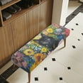 thumbnail image 2 of Xoenoiee Cat Daisy Flower Print Waterproof Dining Bench Cover, Washable Bench Covers Slipcover, Rectangle Bench Seat Covers for Dining Room Living Room Kitchen, 2 of 7