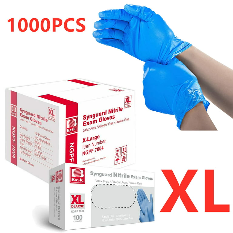 MySmile 1000pc XL Size Medical Disposable Synguard Nitrile Exam Gloves Blue Non-Sterile Latex Free Powder Free, Adult Unisex, Size: One Size