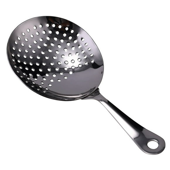 304 Stainless Steel Cocktail Strainer Filter Barware Bar Supply Soup Ladle Colander Slotted Spoon Ice Cube Strainer Cooking Utensil for Bartenders and Mixologists (Black)