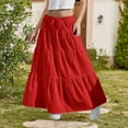 thumbnail image 2 of THDHVS Casual Skirts for Girls,Kids Summer Skirts,Summer Girl's Solid Color Leisure Sports Dress High Waist Flare Hem Summer Long Skirt with Pockets for Kids Red 10-11 Years, 2 of 6