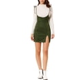 thumbnail image 2 of INSPIRE CHIC Women's Split Hem Tie Shoulder Straps High Waist Suspender Skirt Olive Green L, 2 of 6