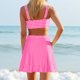 thumbnail image 4 of Trajes de baño para mujer Trajes de baño de dos piezas a cuadros para mujer Trajes de baño de vendaje Cuello redondo Trajes de baño sin espalda Trajes de baño de 3 piezas para mujer, 4 of 9