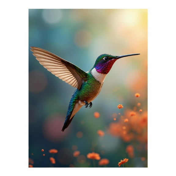 Diamond Art Kits for Adults - Colorful Hummingbird In Flight 5d Diamond Painting for Adults, Diamond Art for Adults Beginners, Frameless Diamond Painting Kits for Adults for Home Wall Decor