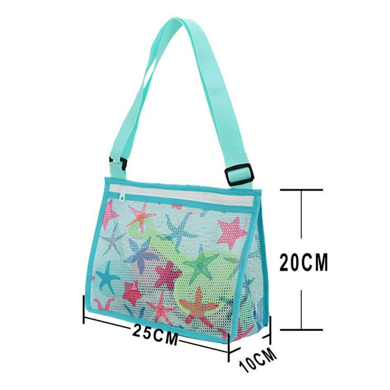 Beach Toy Mesh Beach Bags Kids Shell Collecting Bags Sand Toy Totes with Adjustable Carrying Straps Perfect Fun for Kids Hunting Shells in The Sand