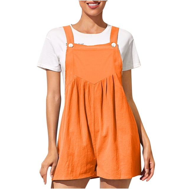 Summer Savings!wmjolc Womens Overall Shorts on Sale Comfy Wide Leg Shorts Rompers Simple Solid Jumpsuit with Pockets Loose Fit Jumpsuits