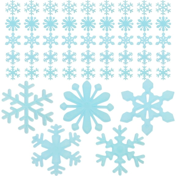 Taxenne 50PCS Snowflake Wall Stickers Christmas Glow In The Dark Decal Decoration for Christmas Party Room ( Blue )
