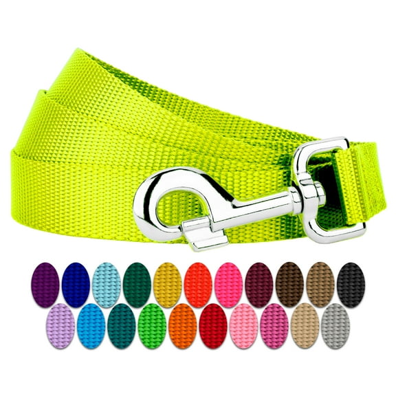 Country Brook Petz® 3/4 inch Nylon Dog Leash - Hot Yellow, 6 Foot