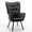 Black, variant on Mid-Century Modern Wingback Accent Chair, Button-Tufted Polyester Fabric Armchair with Solid Wood Splayed Legs for Living Room Bedroom Home Office