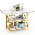 thumbnail image 2 of Uforic 47" Dining Table for 4, Dining Room Table with Storage Shelf, ModernRectangle Kitchen Table for Home Kitchen Dining Room Living Room, White& Gold, 2 of 9