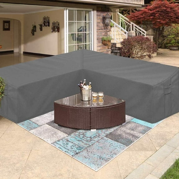 Waterproof & UV Resistant Terrace V-shaped Sofa Cover, Patio Furniture Sectional Sofa Cover Thickened, 100"x33"x 31"