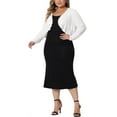 thumbnail image 2 of Agnes Orinda Plus Size Cardigan for Women Long Sleeve Open Front Elegant Cropped Shrugs Bolero Cardigans 1X White, 2 of 6