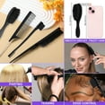 thumbnail image 5 of Styling Brush Set - 5Pcs Edge, Teasing, Rat Tail Comb & Boar Bristle Brushes for Slick Back, Ponytails & Flyaways - Men, Women, 5 of 6